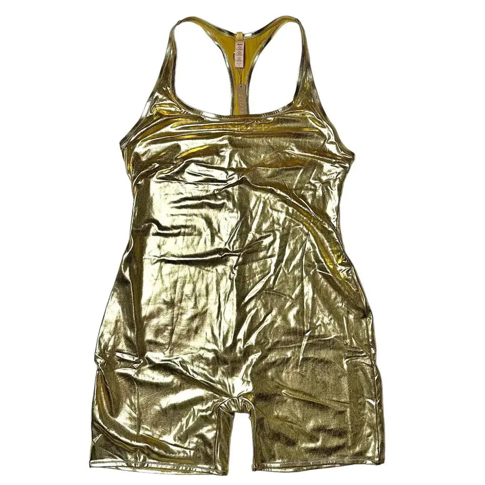 NWT Skims Rare Swim Racerback Romper Metallic Gold Women’s 4X